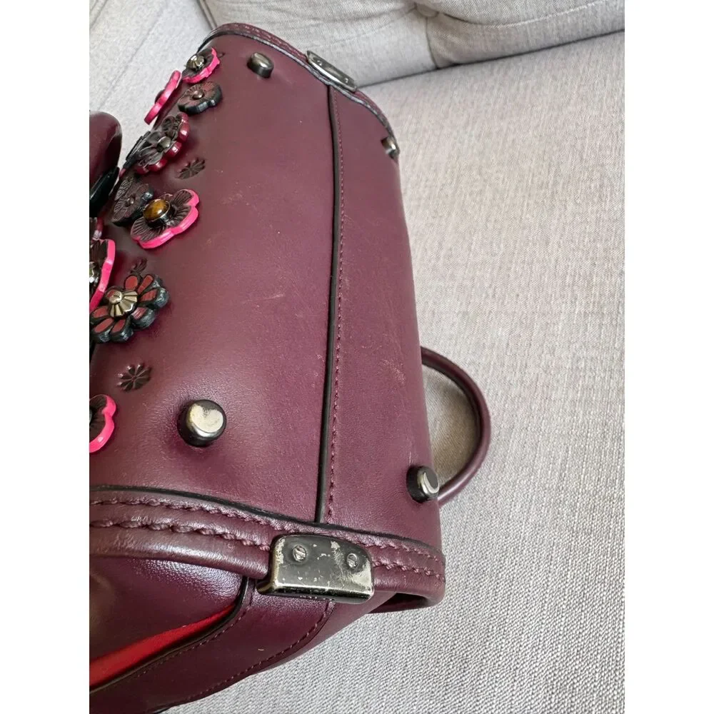 Coach Swagger21 Willow Floral Glove-tanned Leather Satchel Crossbody Bag Oxblood
